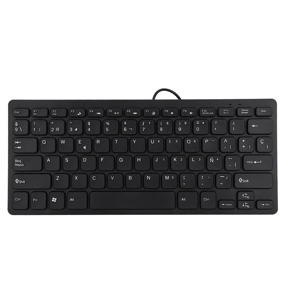 Keyboard Mini Keyboard Wired Keyboard Wired Mini Portable Spanish Keyboard USB Interface for Desktop Computer Ultra Thin 78 Keys detail