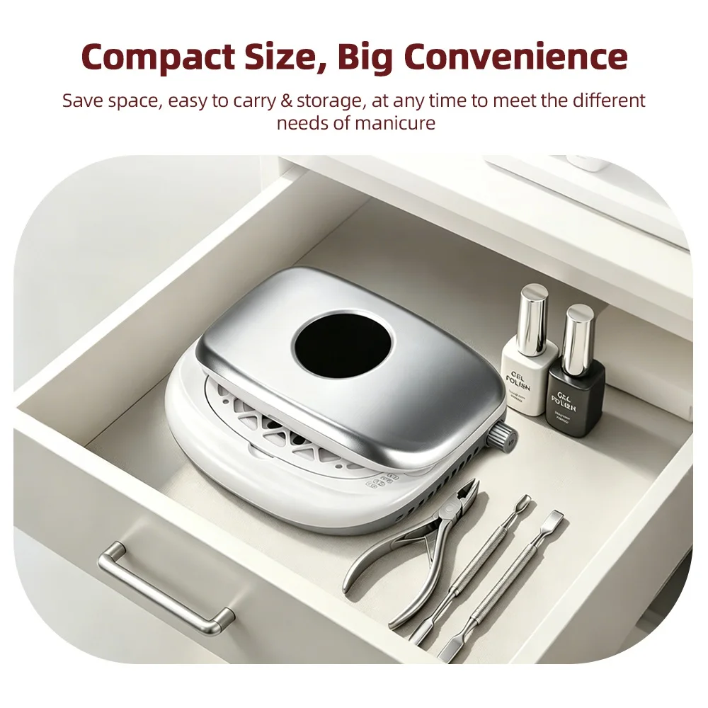 Foldable Nail Dust Collector Dual-Turbine Speed Adjustable Manicure Nail Vacuum Cleaner 90° Dual-Sided Dust Collection Nail Tool detail