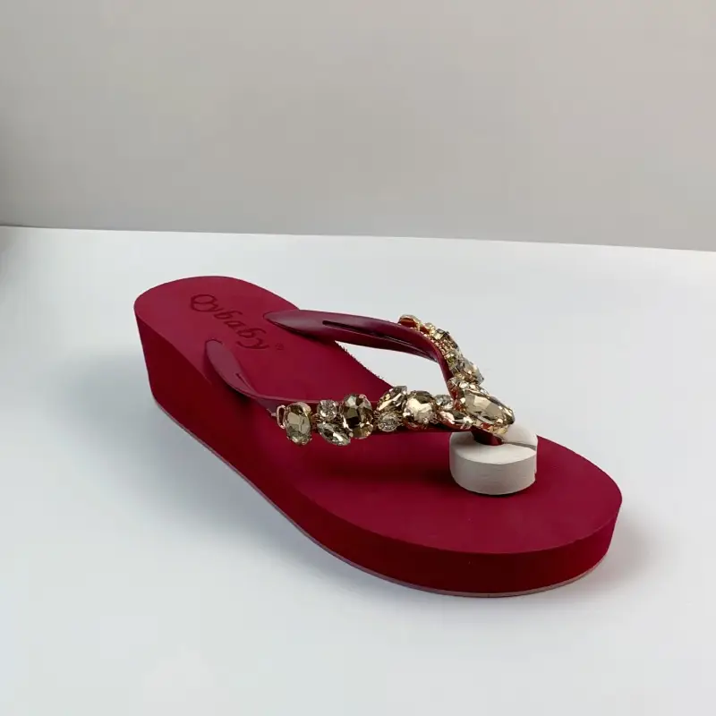 Diamond Slippers Women Summer Outdoor Wear Beach Shoes Sandals Womens Sexy Shoes Slope Heel Flip Flops for Women Chanclas Mujer product view