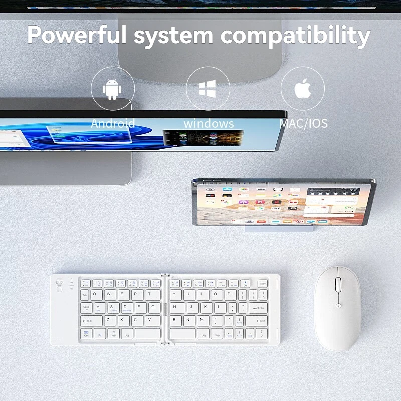 New Foldable Wireless Keyboard Slim Portable Bluetooth Keyboard Rechargeable Folding Keyboard for IOS Windows Android For Ipad product view