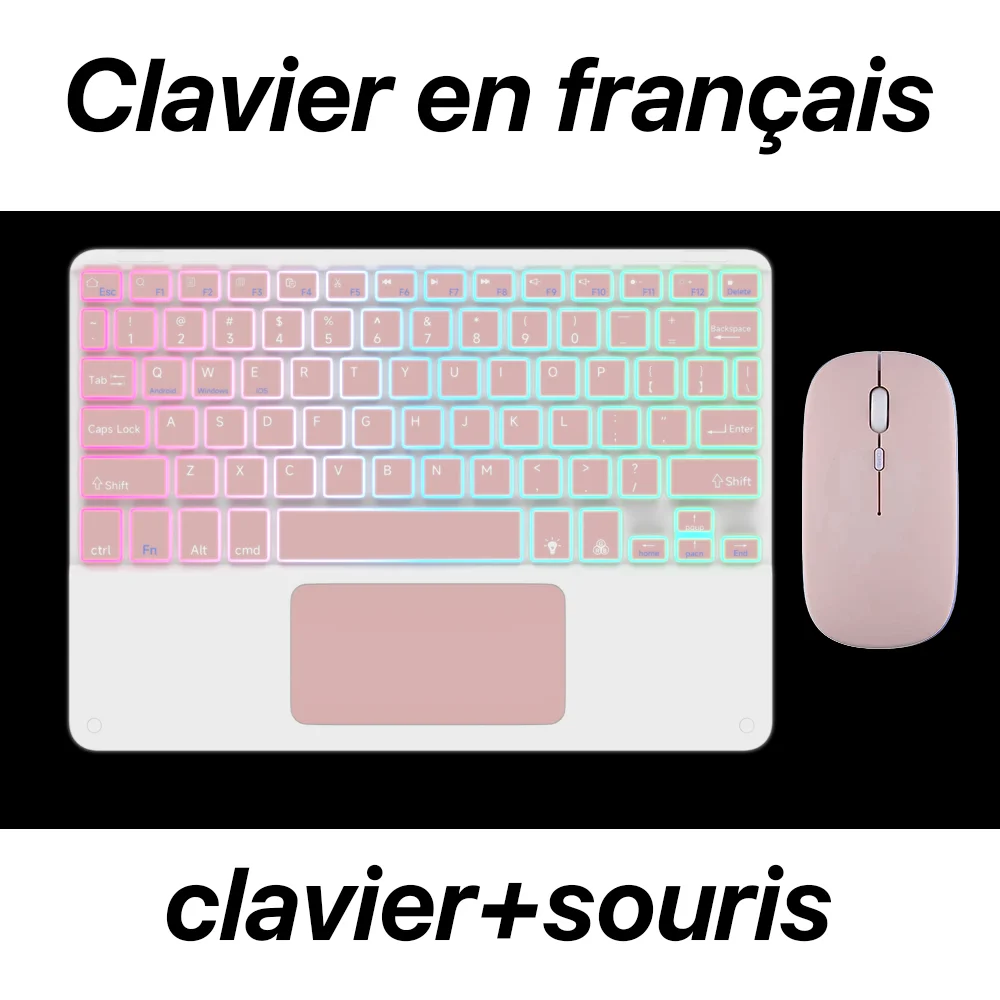 Rechargeable Wireless Backlit Keyboard And Mouse For iOS Android Windows System Backlight And Bluetooth For Smart Phone Pad product view