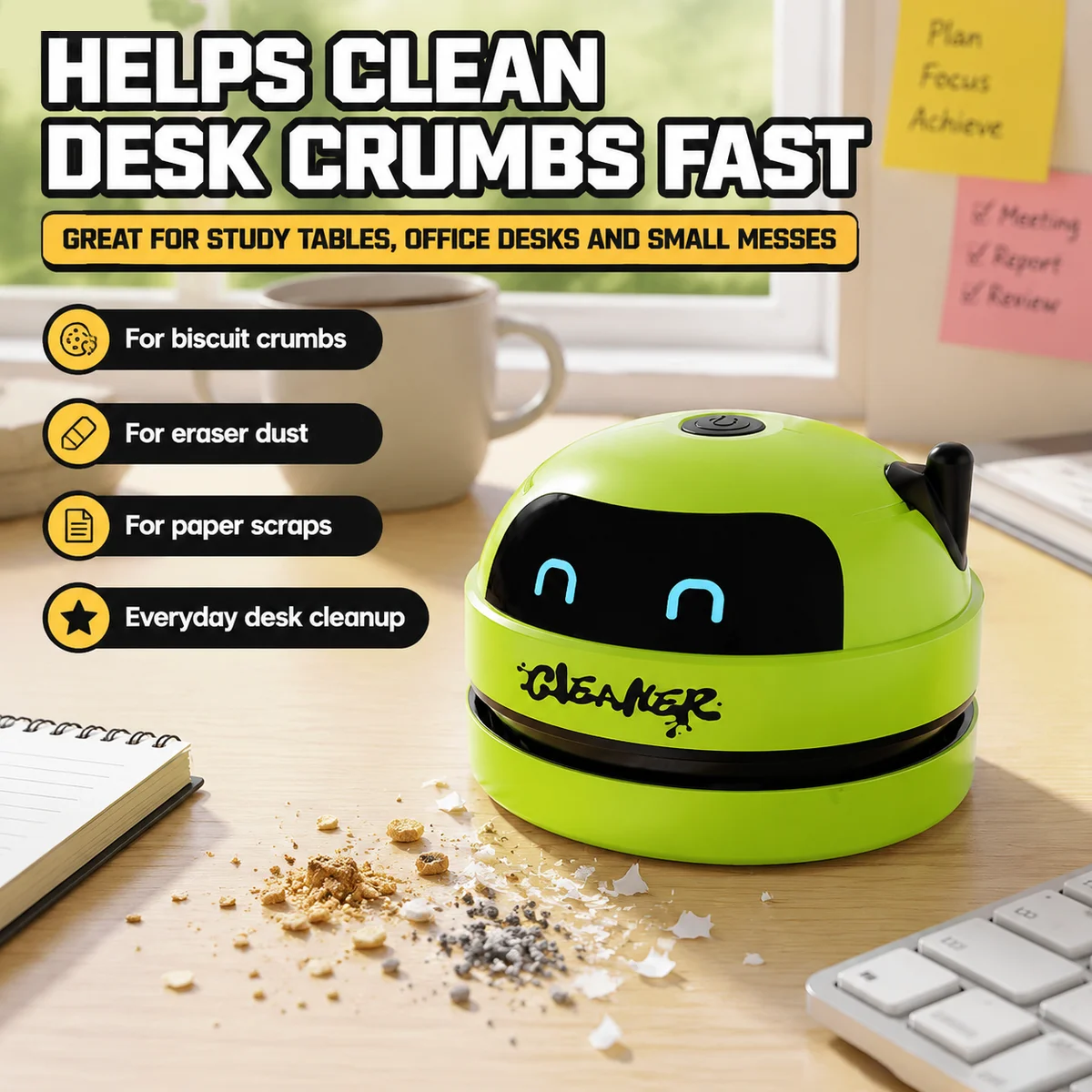 Mini Desktop Vacuum Cleaner Portable Wireless Keyboard Dust Sweeper One Key Desk Cleaning Robot for Home Office Car detail