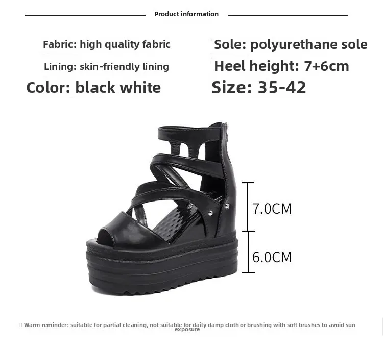 Women's High Heel Sandals 13CM Slope Heel Thick Bottom Cross Band Fish Mouth Shoes New Style Increased Height Summer Shoes detail