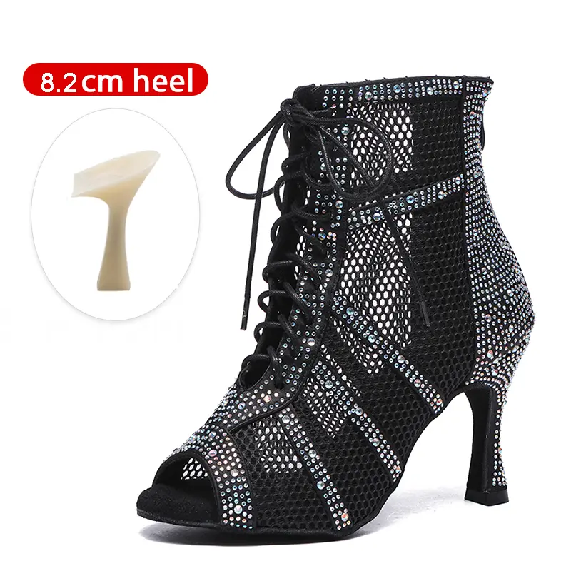 SWDZM Shiny Women Dance Boots Latin Jazz Dance Shoes Full Rhinestone Dancing Boots Customizable Heels Women Ladies Dancing Shoes product view