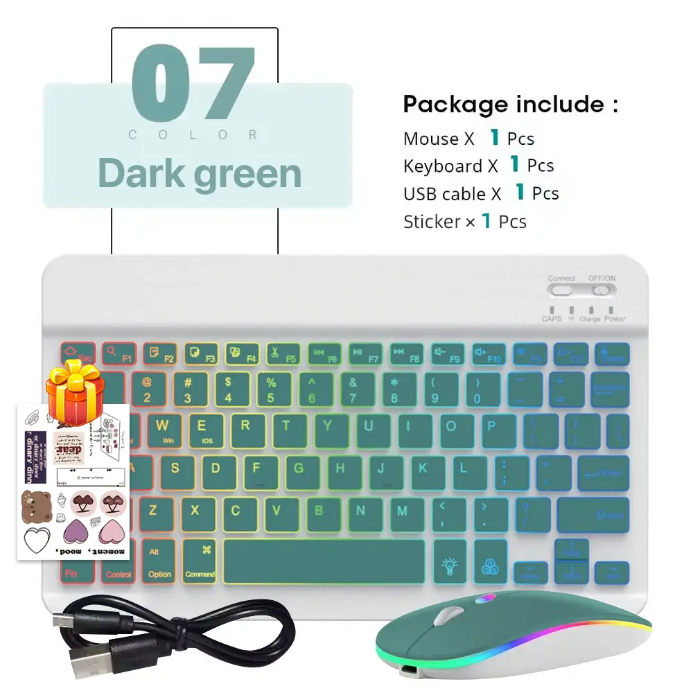 READ YYEAH RGB Backlit Bluetooth Keyboard Mouse Combo Multi-language Rechargeable Wireless Keyboard for Tablet Laptop PC Gaming product view