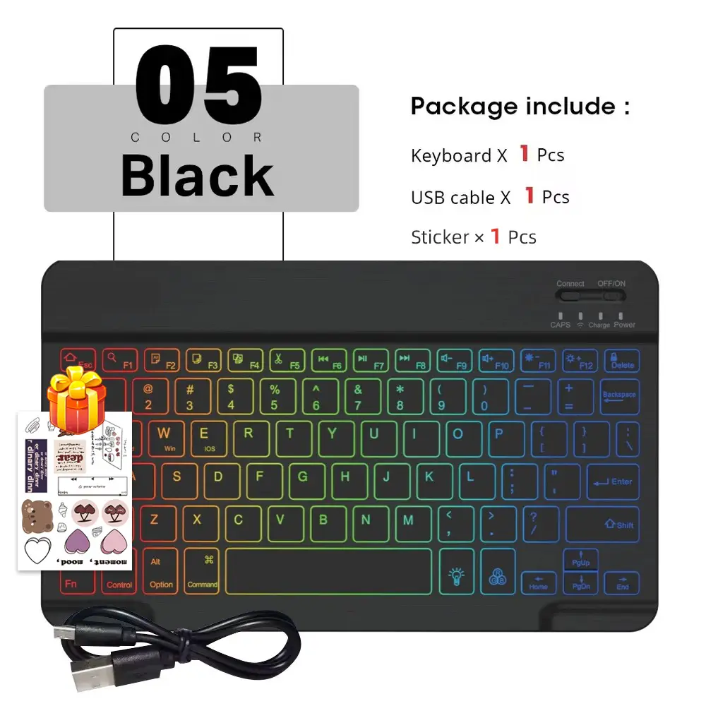 READ YYEAH RGB Backlit Bluetooth Keyboard Mouse Combo Multi-language Rechargeable Wireless Keyboard for Tablet Laptop PC Gaming product view
