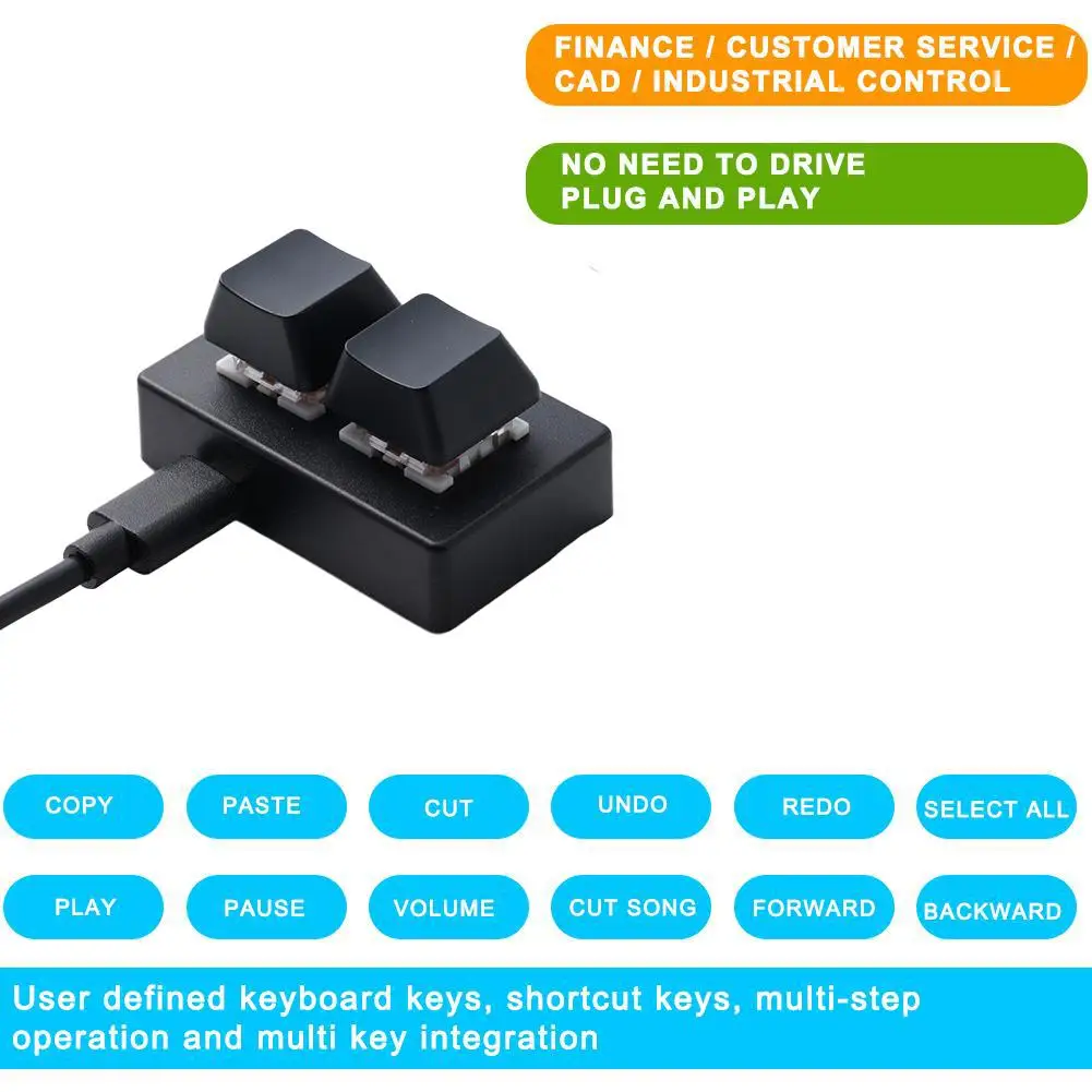 OSU Custom Mini Keypad 2 Key Keyboard Programming Macro Keyboard Copy Paste Cut HID Mechanical Keyboard DIY Keyboard detail