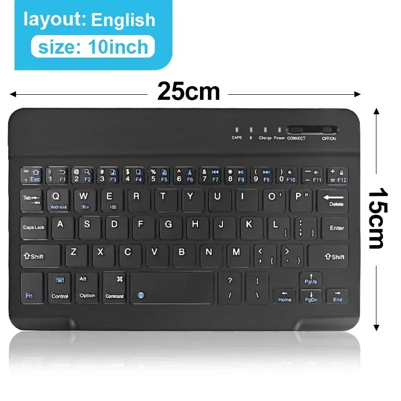 Bluetooth Wireless Keyboard 10 inch Rechargeable Keyboard Russian English Keycaps For iPad Tablet Laptop Adapter PC Accessories product view