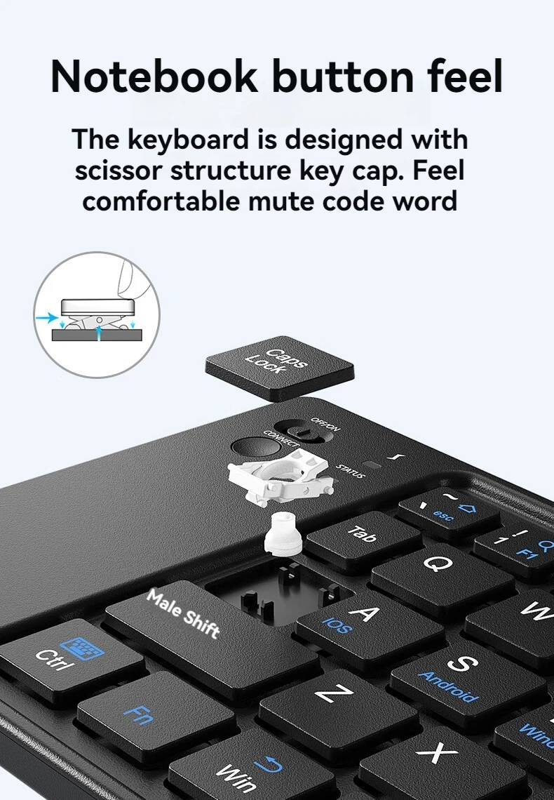 New Foldable Wireless Keyboard Slim Portable Bluetooth Keyboard Rechargeable Folding Keyboard for IOS Windows Android For Ipad detail