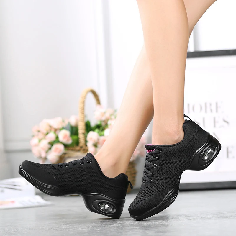 Women Mesh Dance Shoes Air Cushion Wedge Non Slip Lace Up Square Dance Aerobic Fitness Walking Sneakers 876 detail