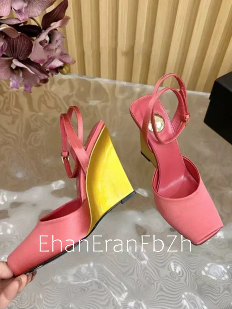Summer New Slope High Heel Sandals Fish Mouth Thick Bottom High Heel Shoes Fashion Party Sexy Women's Large Sandals detail