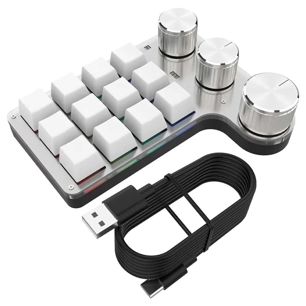 Programmable Customized Keyboard RGB 12 Keys 4 Knob Macro Keypad Hot-swap USB Wired/Bluetooth-Compatible Mechanical Keyboard product view