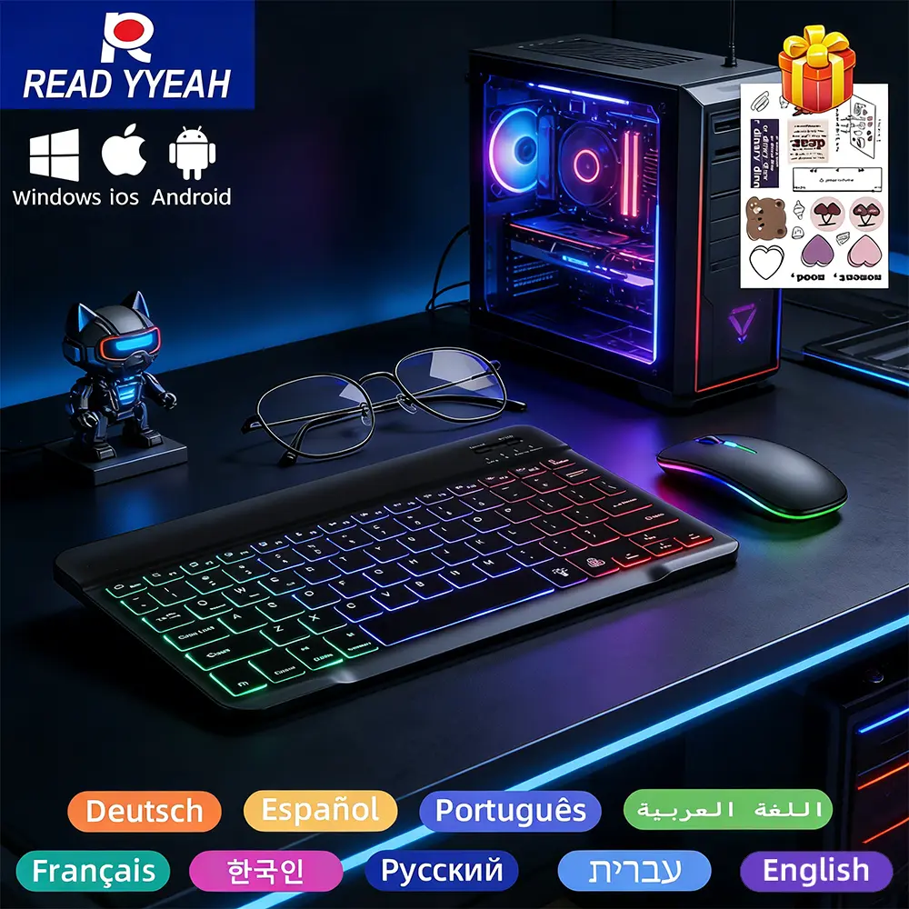 2026 New Bluetooth Keyboard Mouse For iPad Xiaomi Samsung Android iOS Windows Tablet Phone Mini Wireless Keyboard Spanish Hebrew