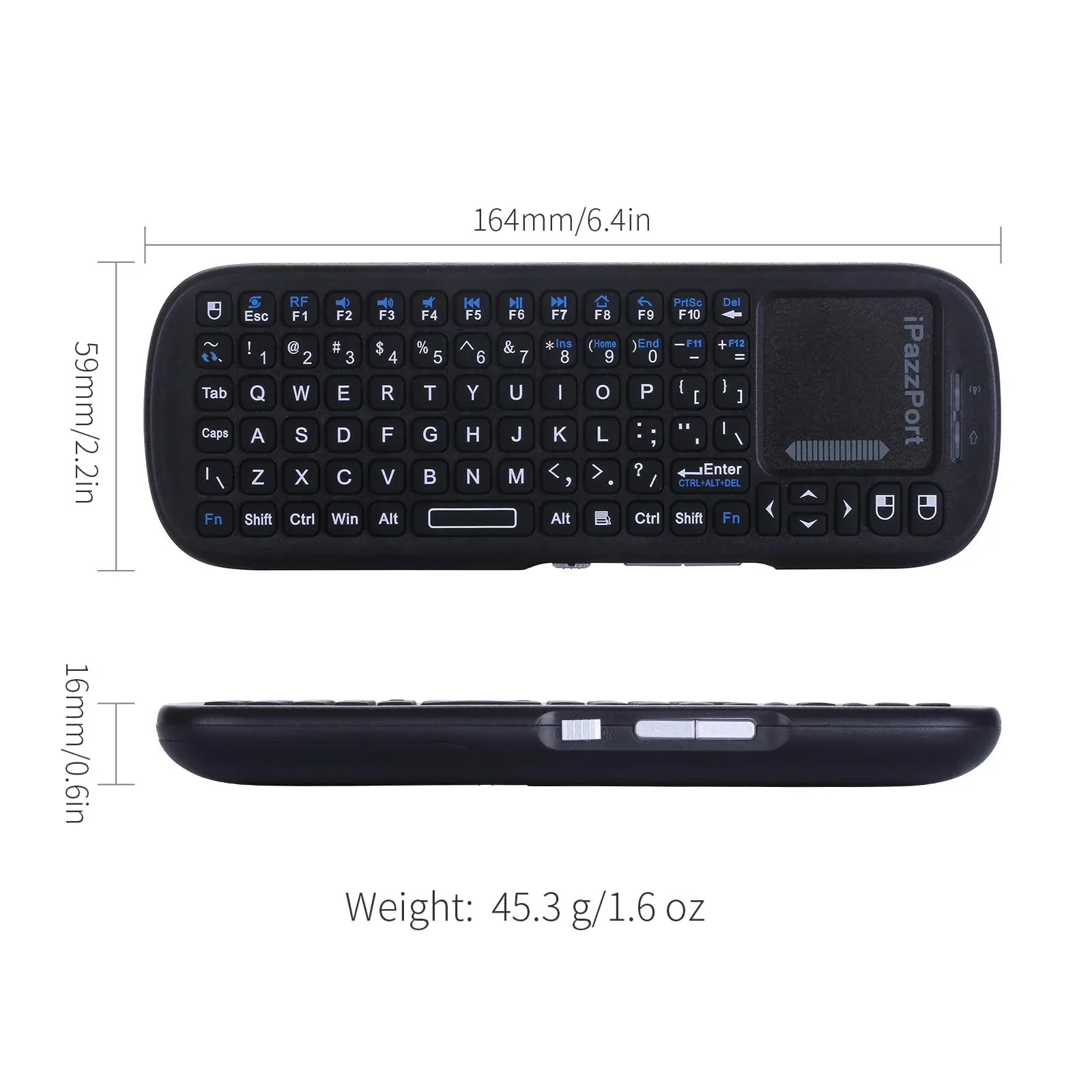 IPazzPort Mini Bluetooth & 2.4GHz Wireless Keyboard with Touchpad Mouse Combo for Android TV Box/PC/Tablet/PS4/Raspberry Pi 3/HT product view