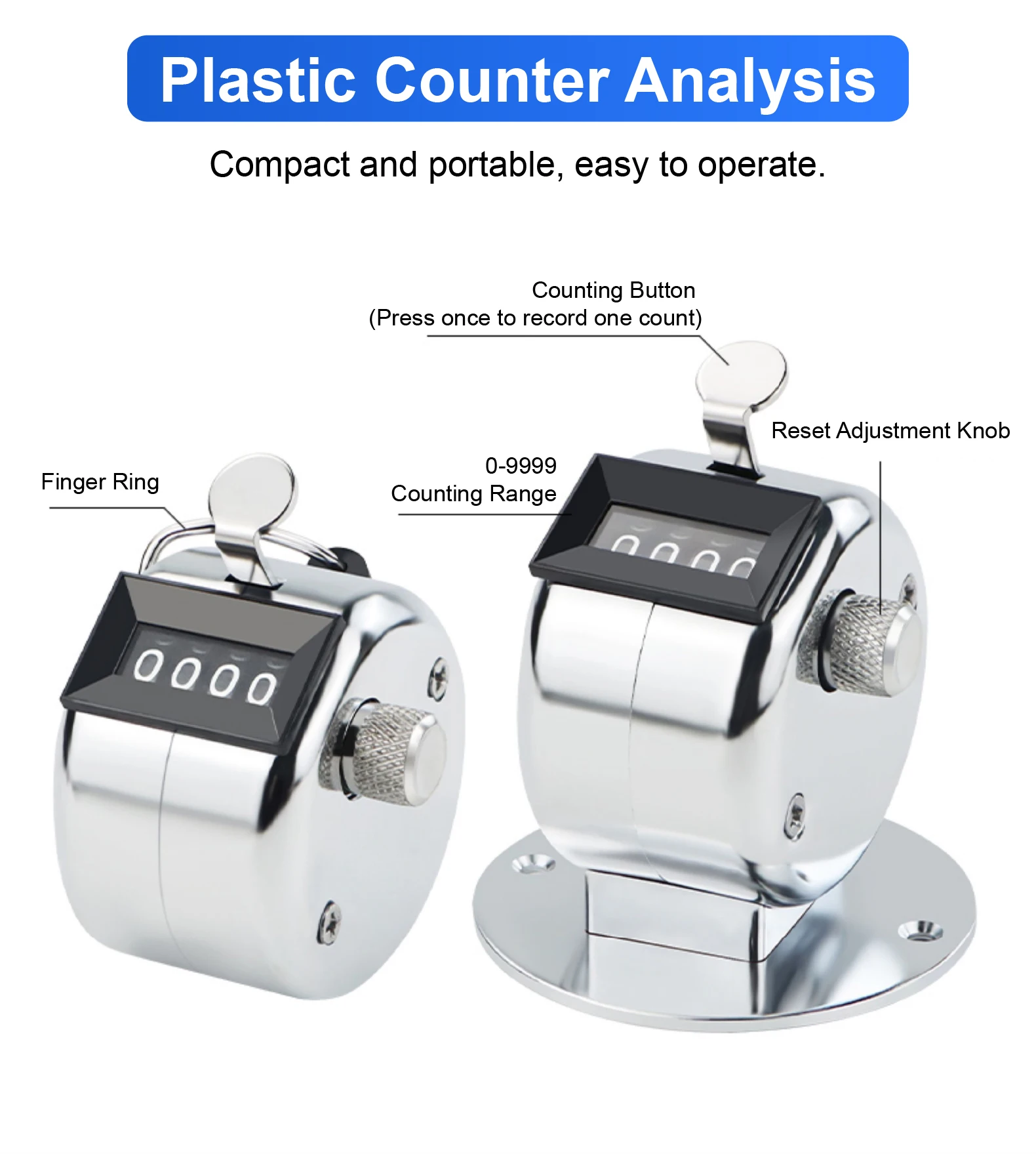 4 Digit Handheld Mechanical Tally Counter Clicker for Events Crowd Counting Warehouse Attendance 09999 No Battery detail