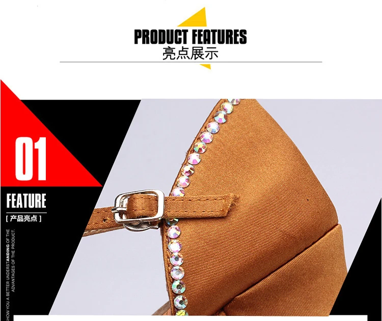 Summer Child Hot Latin Dance Shoes Women for Satin Salsa Dance Shoes Girls for Shine Rhinestone Ballroom Dance Shoes detail
