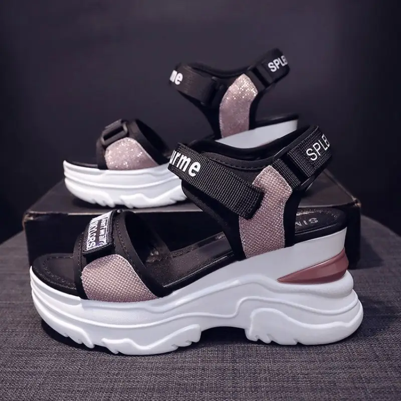 New Summer Ladies Sandals Platform Wedge Heels Shoes Casual Beach Heightening Slope with Women's Sports High Heels Sandals Girl product view