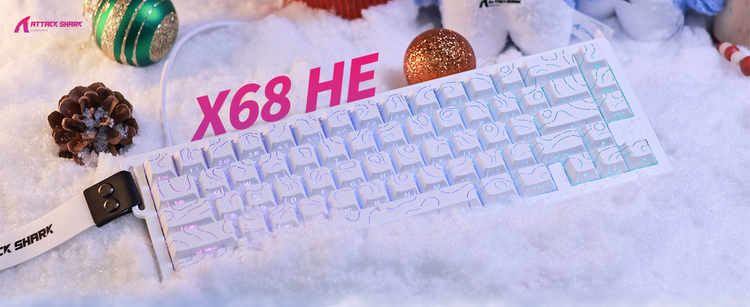ATTACK SHARK X68 HE Rapid Trigger Keyboard Magnetic Switch 60% Wired 8KHz Hot Swappable Keyboard With RGB Lighting PBT Double-sh detail