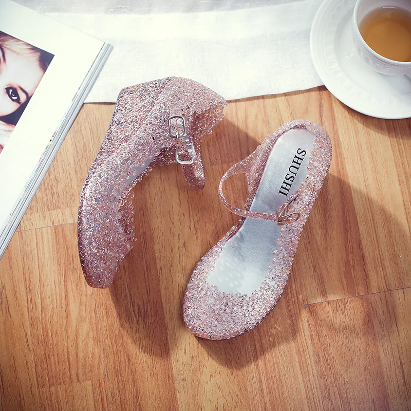 Slope heel sandals 2025 summer hollow out women's shoes hole shoes thick soled jelly shoes women's sandals detail