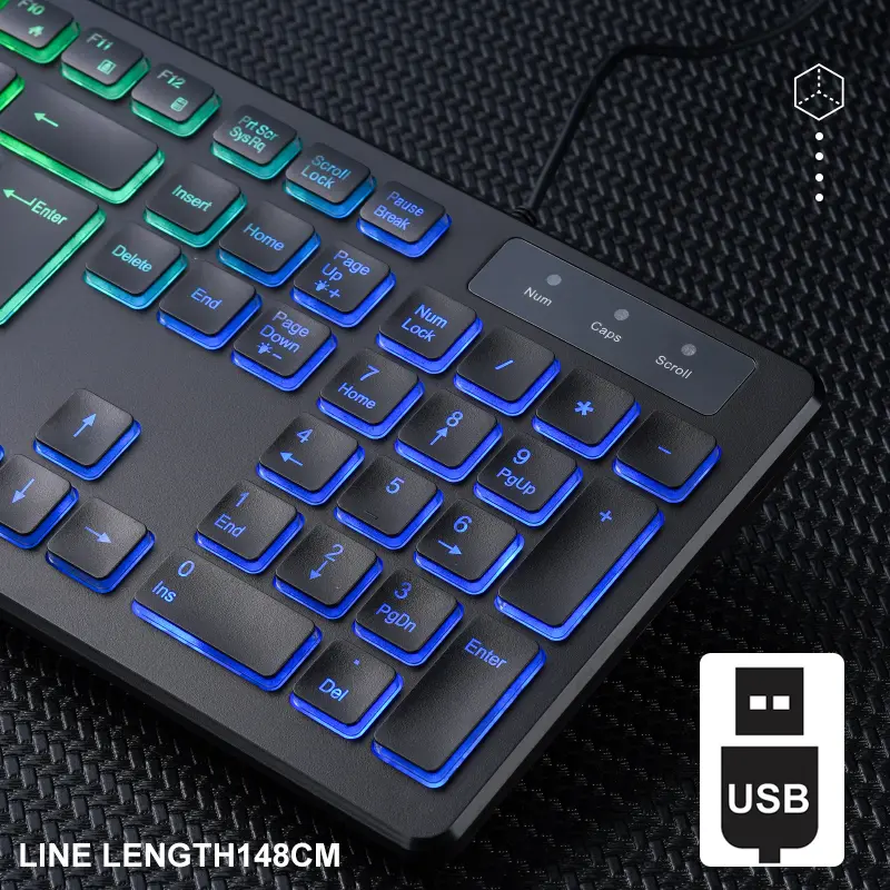 APAYADO M80 Quiet Office Wired Keyboard Thin-Film Structure 495g Weight 148CM Long Cord Full Layout USB Computer Keyboard product view