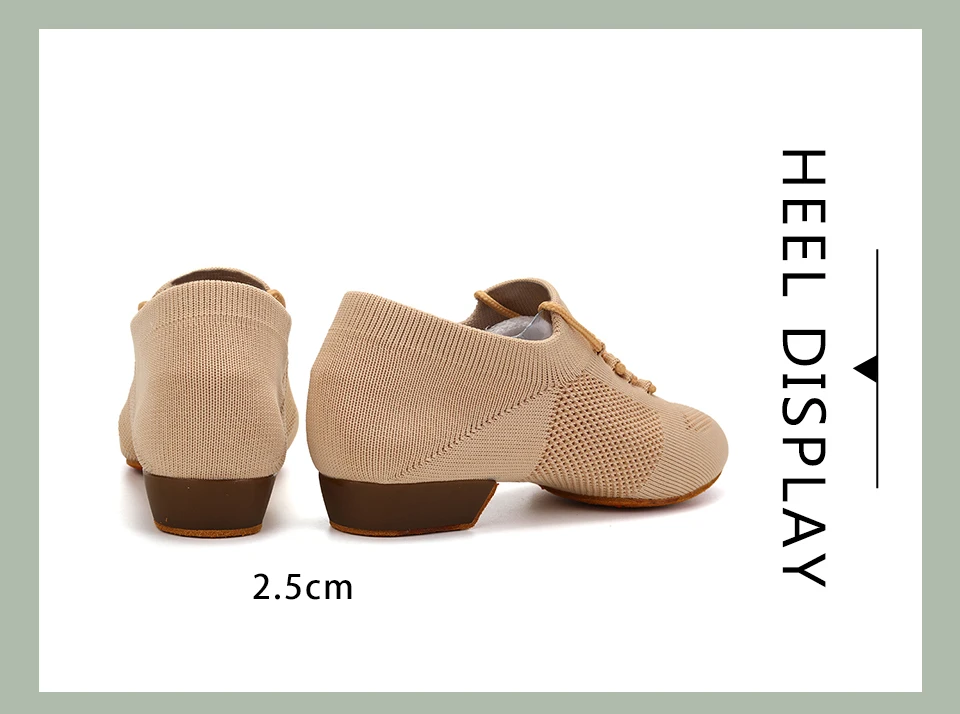 Women Dance Shoes Knitted Teacher Shoes Soft sole Low Heel Latin Training Shoes Ballet Dance Shoes Jazz Ballroom Sneakers Girls detail