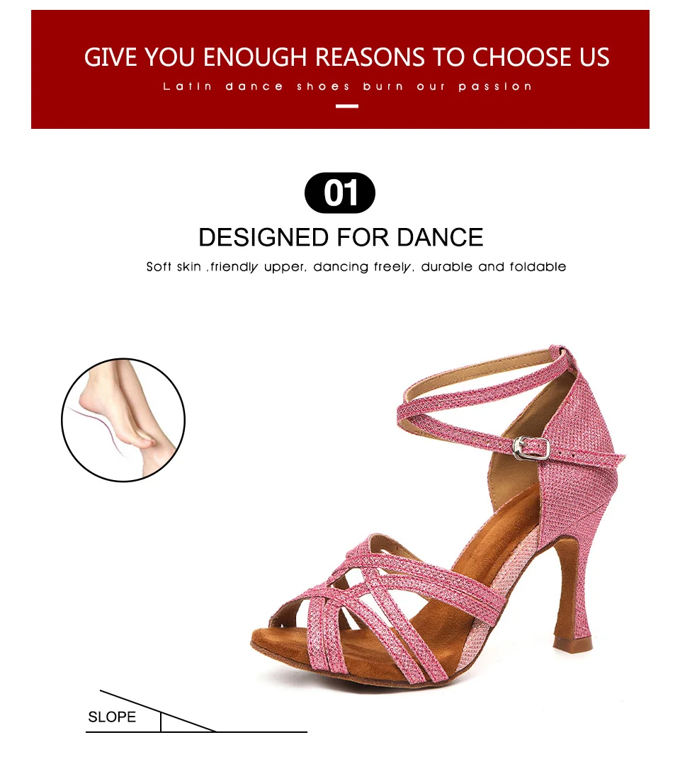 SWDZM Women Latin Dance Shoes High Heels Ballroom Tango Dancing Boots Open Toes Soft Soles Party/Casual Dance Shoes Sandals detail