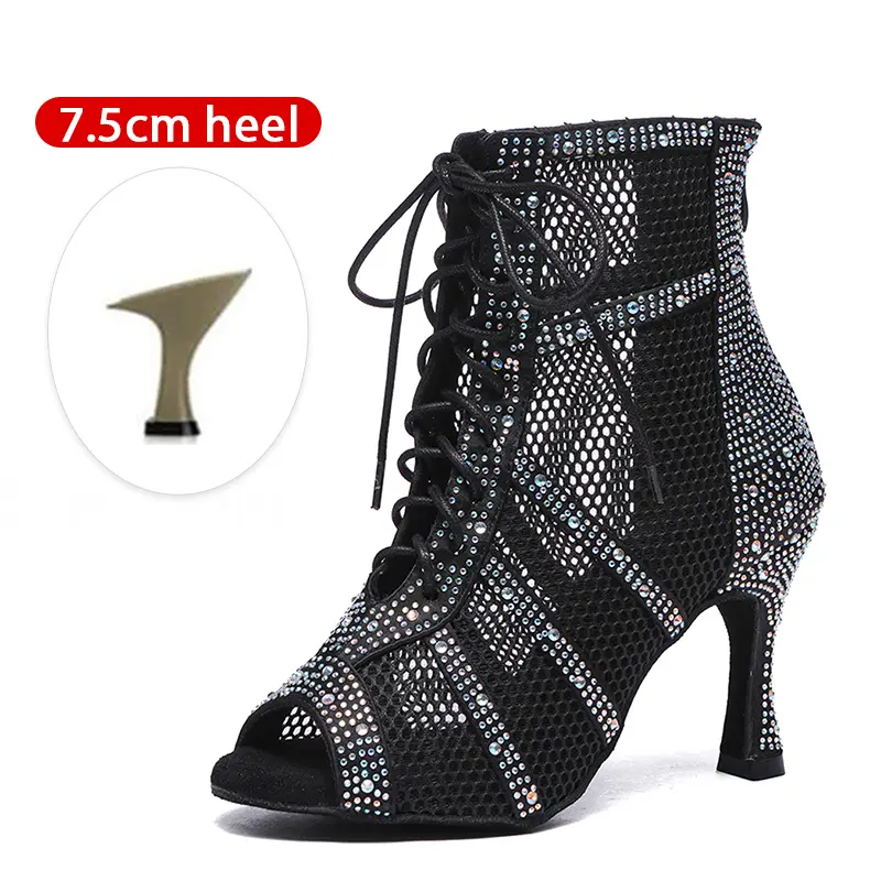 SWDZM Shiny Women Dance Boots Latin Jazz Dance Shoes Full Rhinestone Dancing Boots Customizable Heels Women Ladies Dancing Shoes product view
