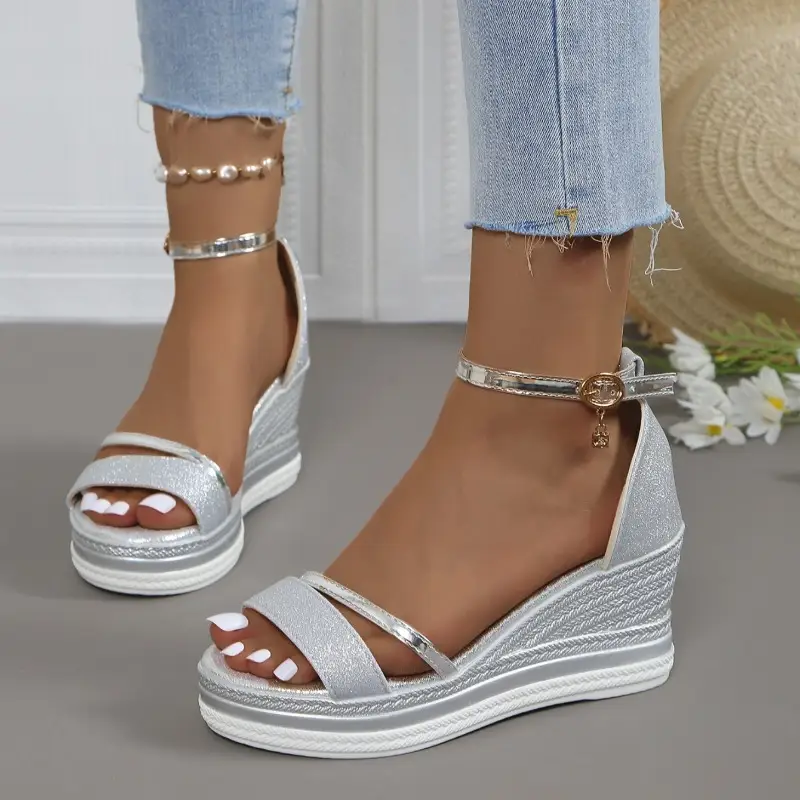 2024 New Summer Women Wedges Sandals Fashion Solid Color Shoes for Women High Heels Platform Designer Sandals Zapatos De Mujer product view