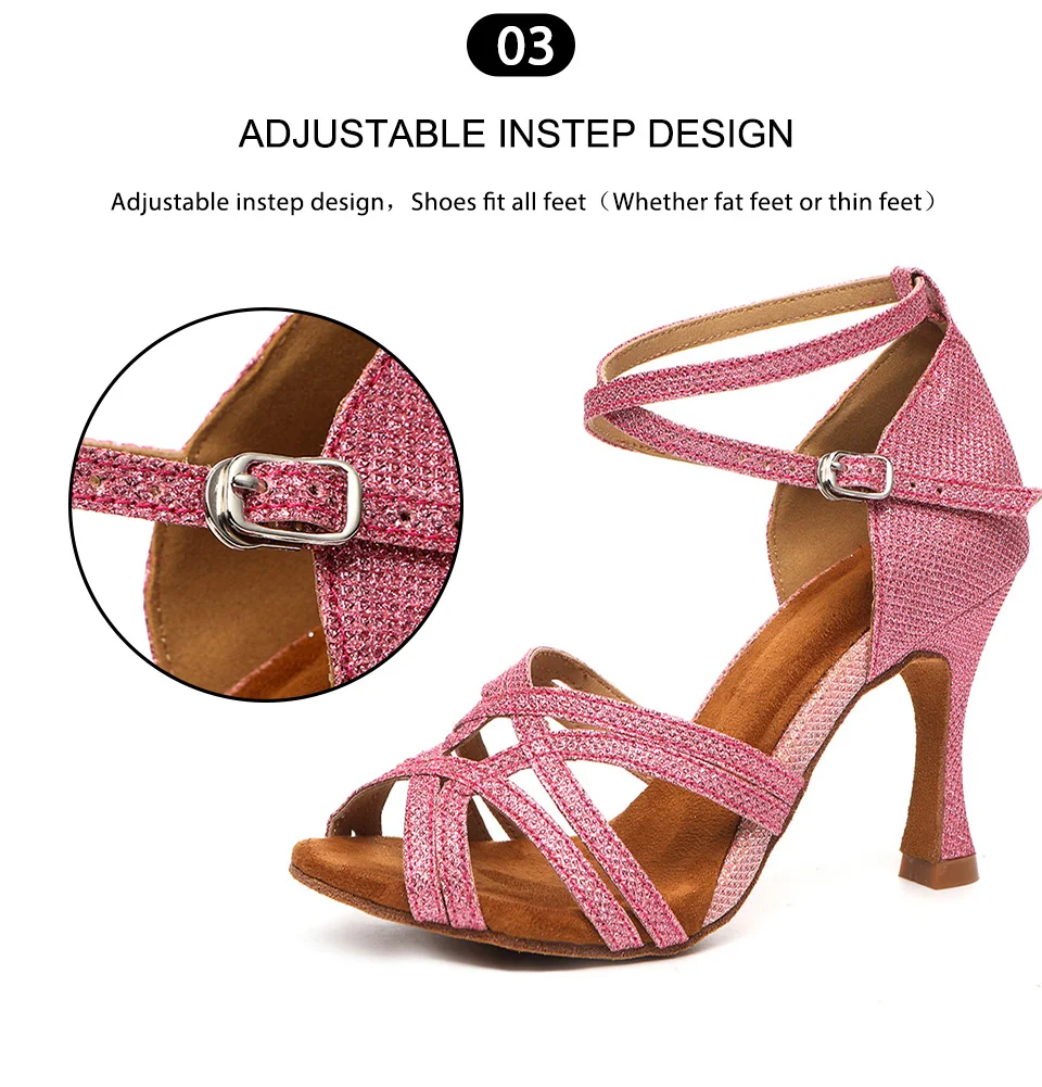 SWDZM Women Latin Dance Shoes High Heels Ballroom Tango Dancing Boots Open Toes Soft Soles Party/Casual Dance Shoes Sandals detail