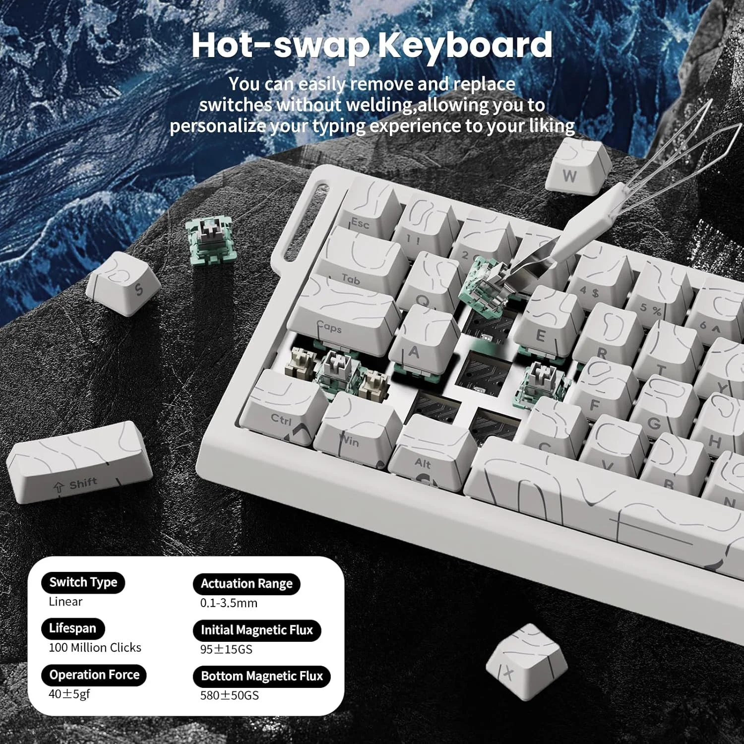 ATTACK SHARK X68 HE Rapid Trigger Keyboard Magnetic Switch 60% Wired 8KHz Hot Swappable Keyboard With RGB Lighting PBT Double-sh product view