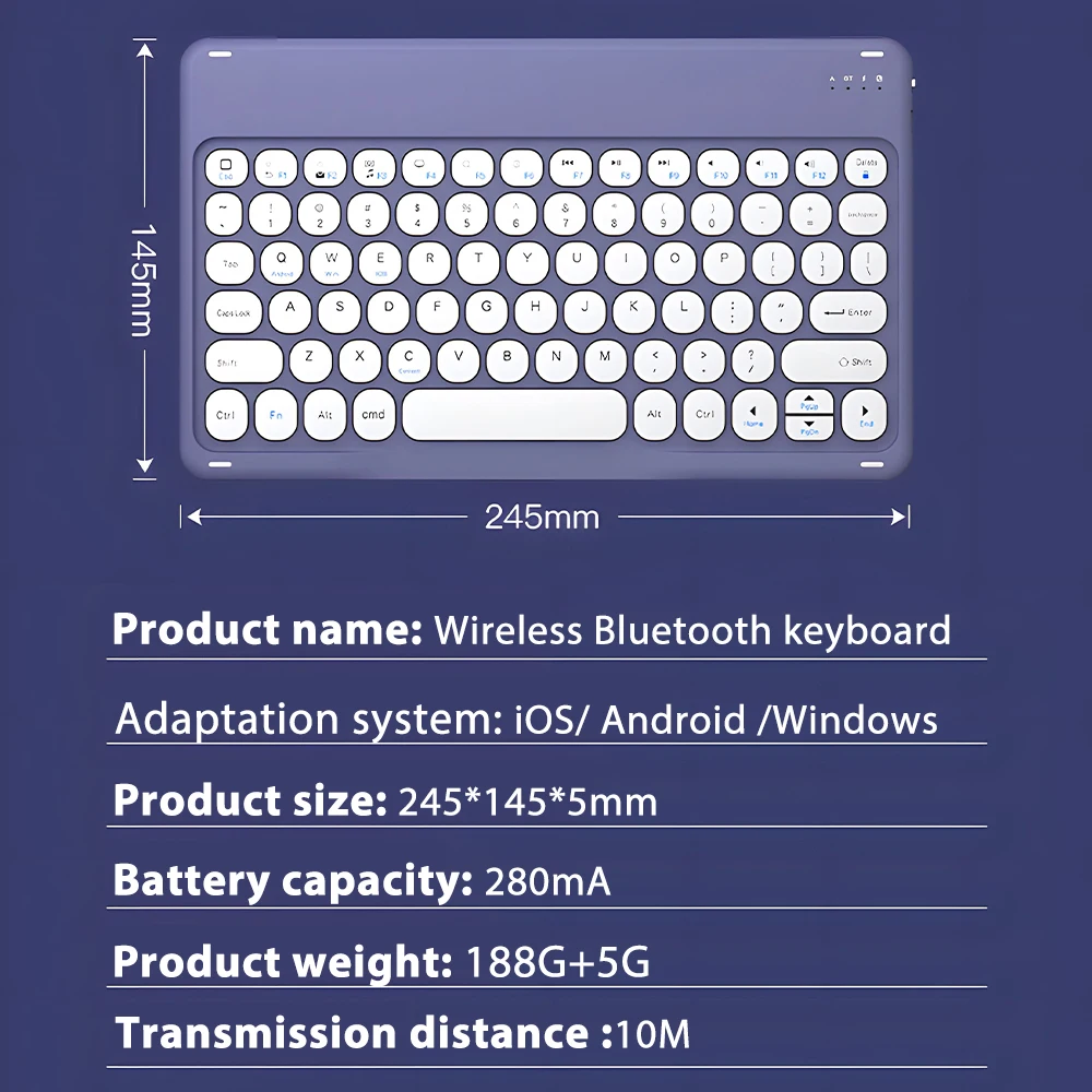 CASEPOKE wireless bluetooth round key silent keyboard suitable For Samsung Xiaomi Google Huawei iPad mobile  keyboard and mouse detail