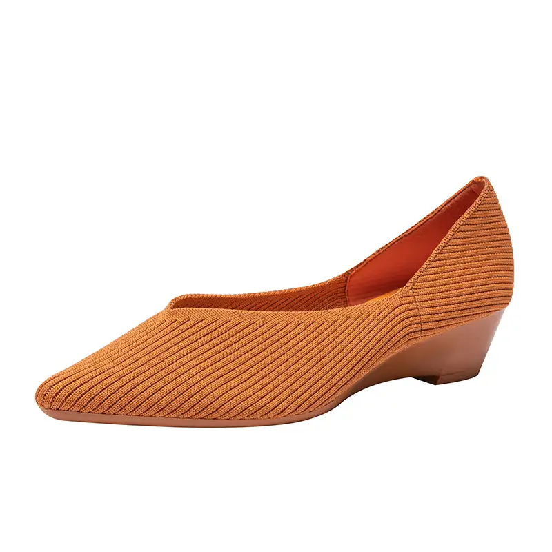 Slope heeled women's shoes fly woven casual single shoes product view