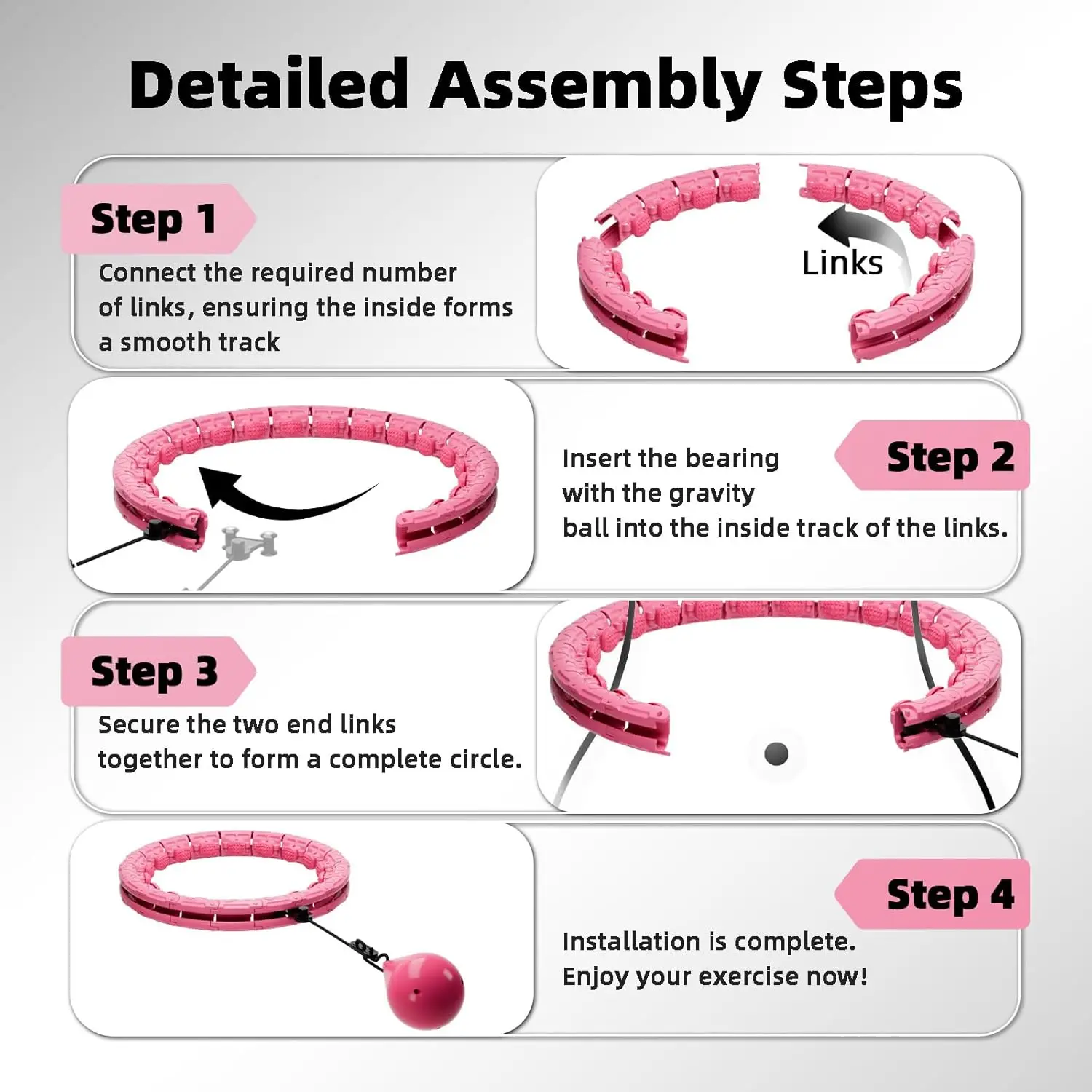 2 In 1 Smart Weighted Fitness Hula Hoop, Infinity Design with 24 Detachable Knots Adjustable Hula Circle for Adult Women Beginners Weight Loss Exercise detail