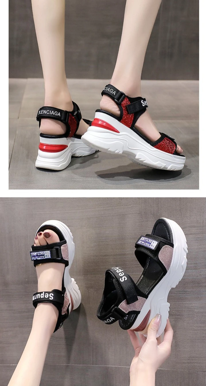 New Summer Ladies Sandals Platform Wedge Heels Shoes Casual Beach Heightening Slope with Women's Sports High Heels Sandals Girl detail