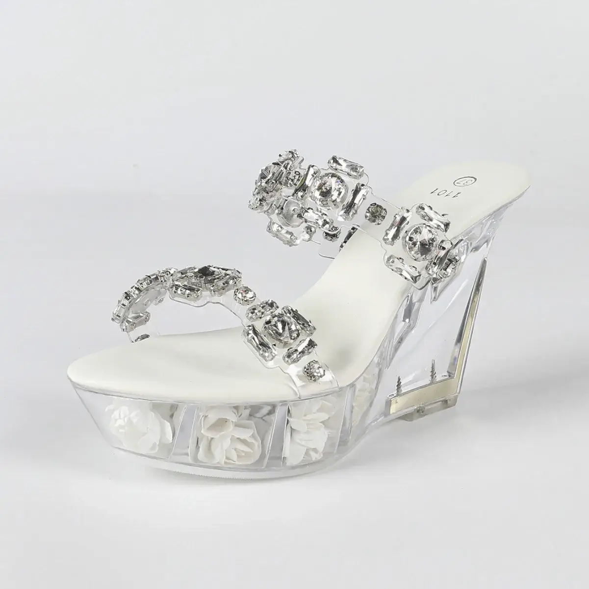 Rhinestone Slope Heel 11CM Nightclub High Heels Slippers Women's Shoes Catwalk Pole Dance Shoes Crystal Sole LFD-1101-Q8 product view
