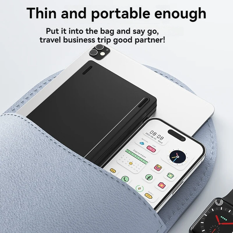 New Foldable Wireless Keyboard Slim Portable Bluetooth Keyboard Rechargeable Folding Keyboard for IOS Windows Android For Ipad product view