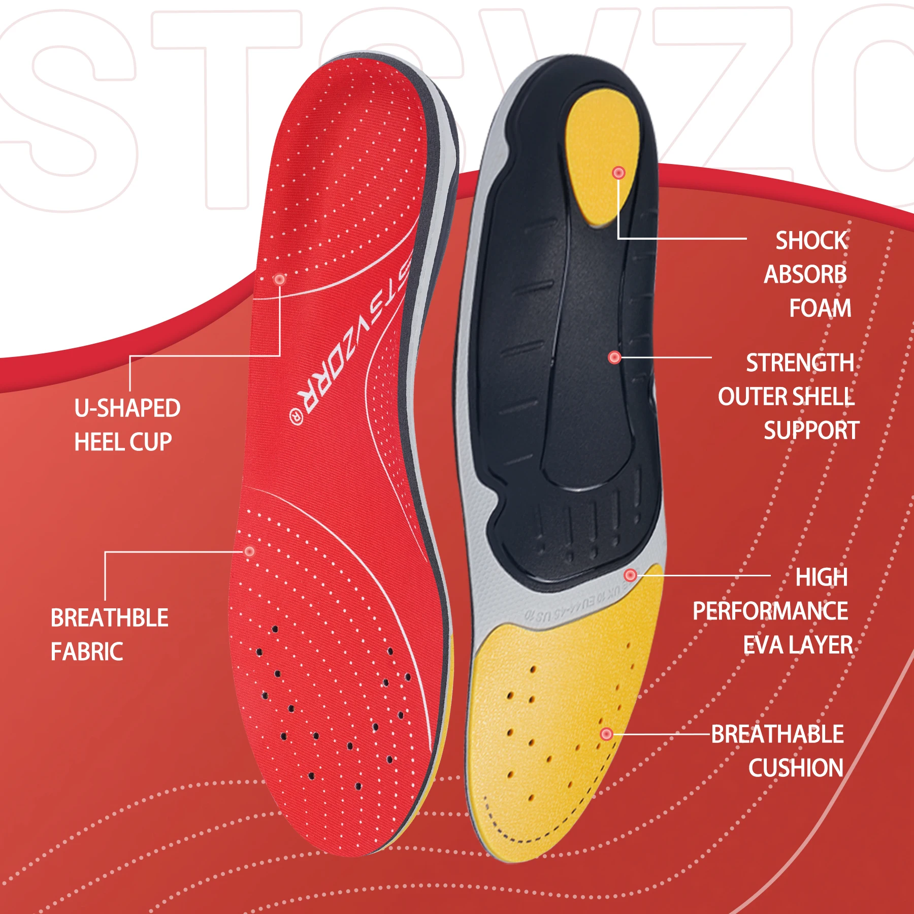 Flat Feet Template Arch Support Orthopedic Insoles,Men Women Plantar Fasciitis Heel Pain Orthotics Insoles Sneakers Shoe Inserts detail