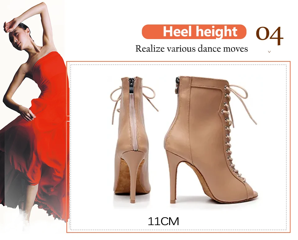DKZSYIM New Women's Spring/Autumn Boots Stilettos Women Latin Dance High Heels Boots Fish Mouth Thin Heel Ladies Ballroom Shoes detail