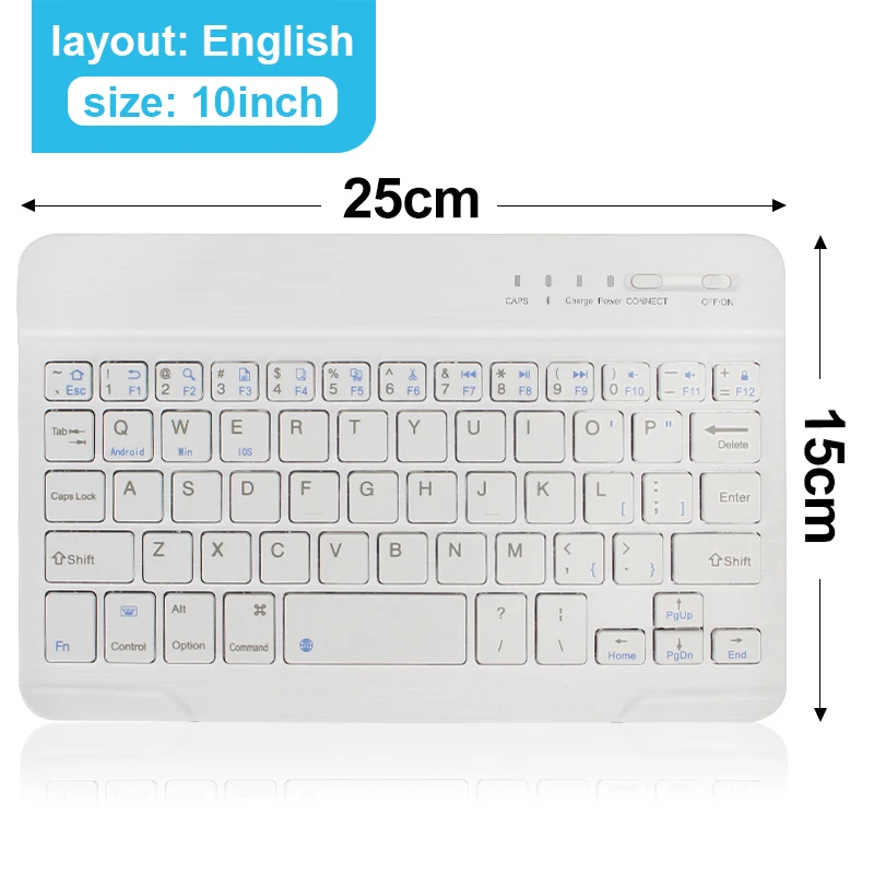 Bluetooth Wireless Keyboard 10 inch Rechargeable Keyboard Russian English Keycaps For iPad Tablet Laptop Adapter PC Accessories detail