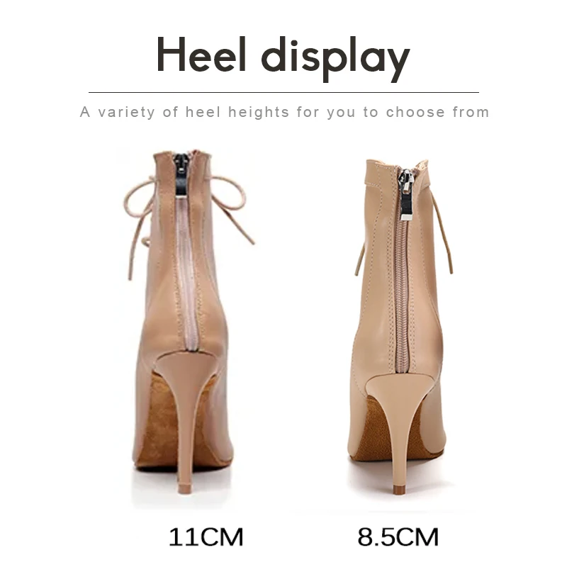 DKZSYIM New Women's Spring/Autumn Boots Stilettos Women Latin Dance High Heels Boots Fish Mouth Thin Heel Ladies Ballroom Shoes product view