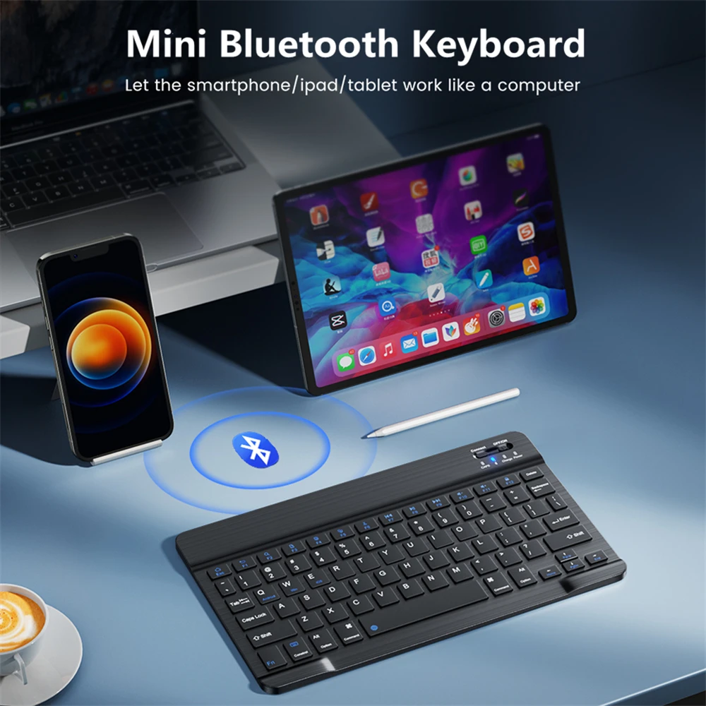 New Slim 7 Color Backlit Bluetooth Keyboard Mouse ComboRechargeable MultiLanguage for Tablet Phone detail