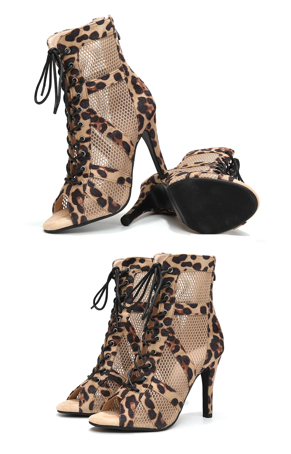 Girls Latin Dance Shoes Women Modern Dance Salsa High-Top Sandals Dance Hall Shoes Ladies Fashion Sexy High-Heeled Suede Boots detail