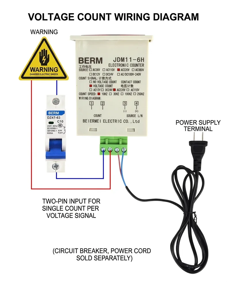 JDM11-6H 6 Digit Digital Counter Electronic Counter Totalizing Counter Resettable Power Failure Memory 12-24V 36V 110V 220V 380V detail