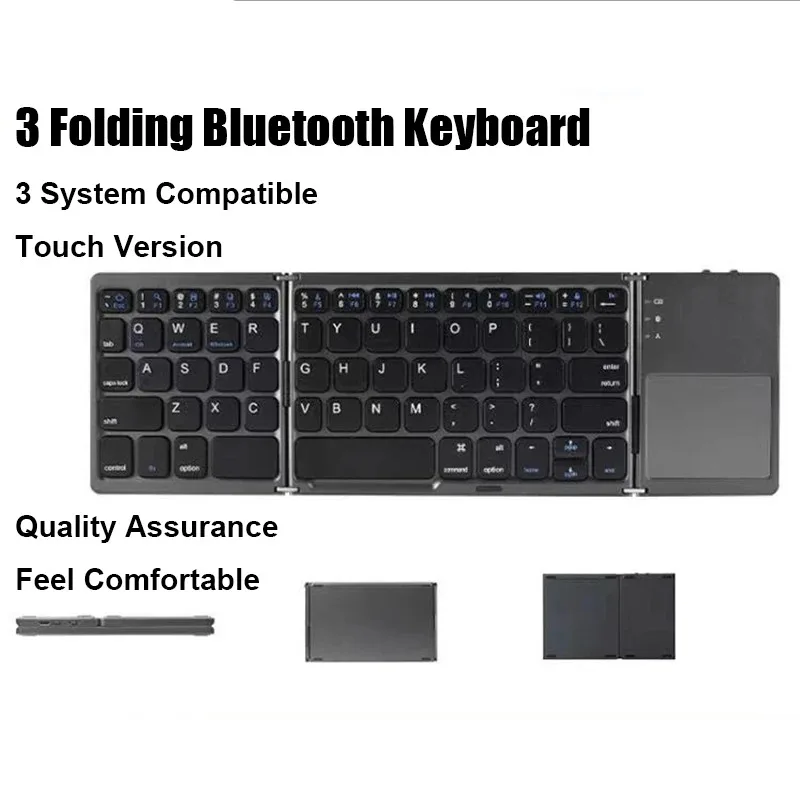 Bluetooth 5.0 Keyboard Tri-fold Keyboard Mini Keyboard with Touchpad Rechargeable Wireless Keyboard For Windows Android iOS detail