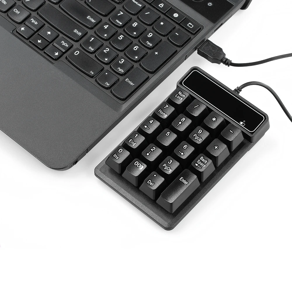 USB Wired Numeric Keypad Mechanical Feel Number Pad Keyboard 19 Keys Water-proof for Laptop Desktop PC Notebook Black detail