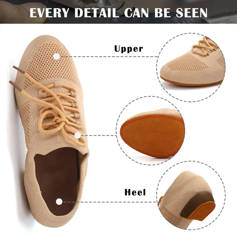 Women Dance Shoes Knitted Teacher Shoes Soft sole Low Heel Latin Training Shoes Ballet Dance Shoes Jazz Ballroom Sneakers Girls product view