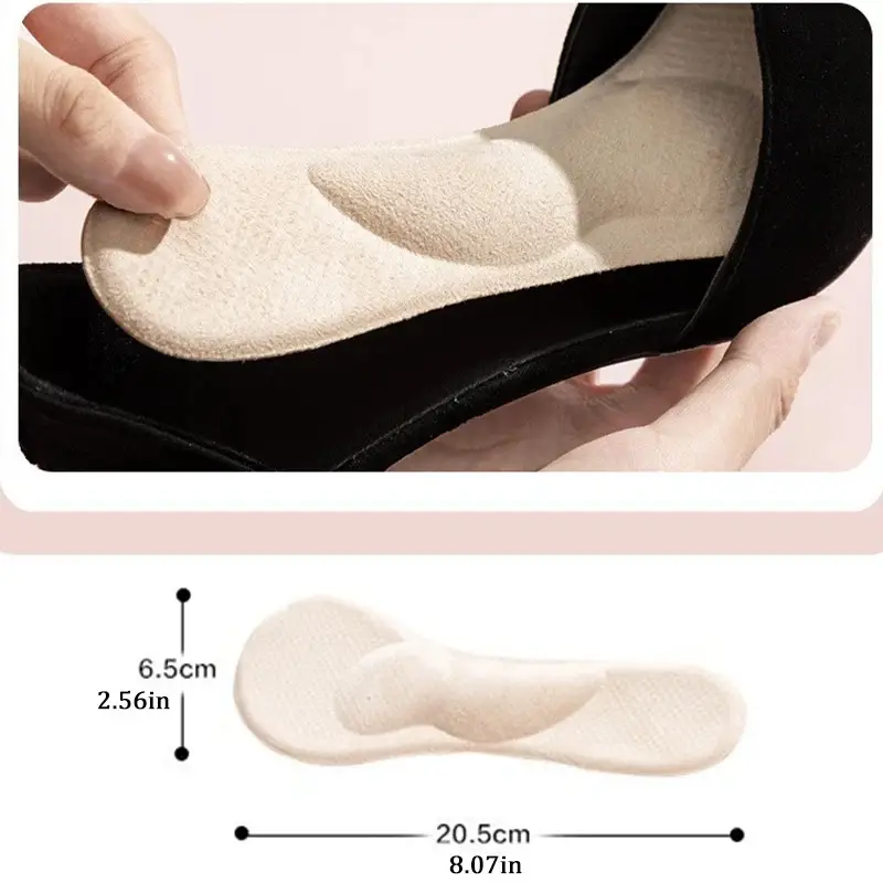1 Pair Soft Silicone Suede Forefoot Shoe Inserts Thickened Arch Support Self‑Adhesive Anti‑Slip Invisible Foot Pads For High Hee product view