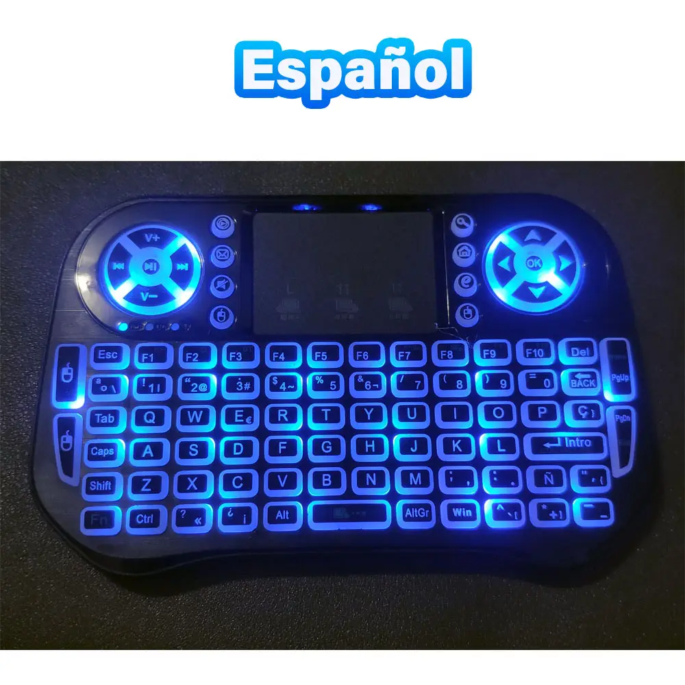 Wireless Mini Keyboard Dual Mode BT4.2 2.4G Air Mouse Remote Control Backlit 7 color Touchpad for Android TV Box PC Projector product view