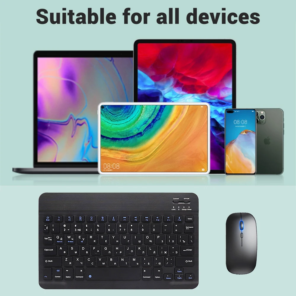 10inch Mini Wireless Rechargeable keyboard Bluetooth Mouse For ipad Air Pro Phone Tablet Portable Spanish Polish Arabic keyboard detail