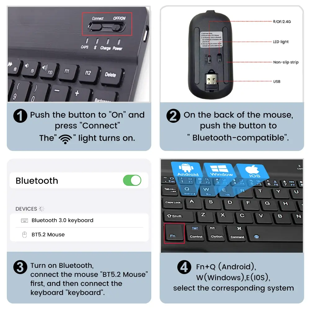 READ YYEAH RGB Backlit Bluetooth Keyboard Mouse Combo Multi-language Rechargeable Wireless Keyboard for Tablet Laptop PC Gaming product view